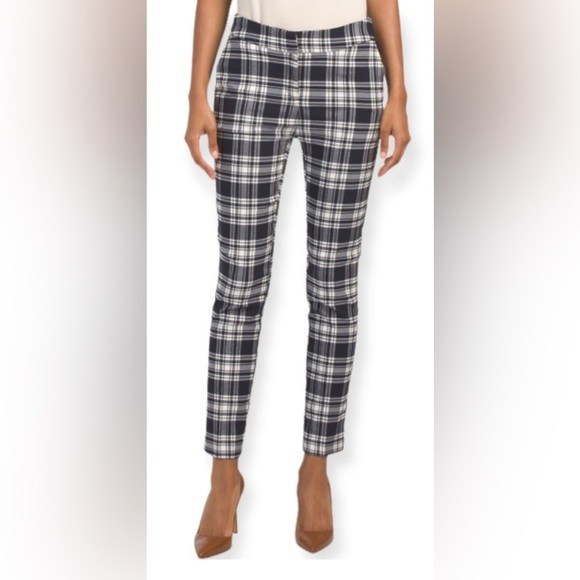 Black and White Straight Leg Plaid Jumpsuit - Picture 2 of 8